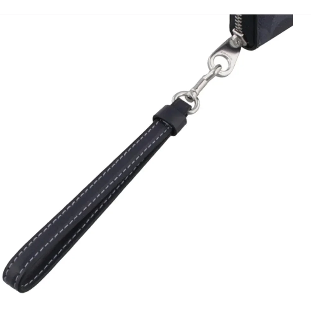 Coach C4452 Long Zip Phone Wallet Midnight Navy Canvas Wristlet
